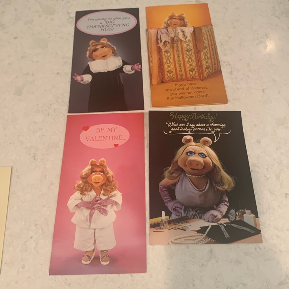 Vintage 10 - various Miss Piggy Cards for holidays and birthday.